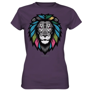 Geometrischer Löwenkopf in lebendigen Farben Kunstvolles Design - Ladies Premium Shirt Bright Lights Arts