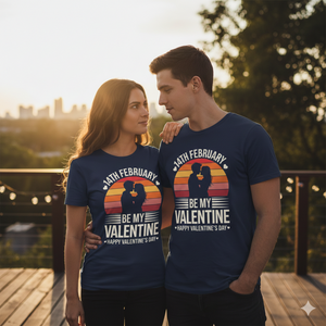 aar in Navy Retro-Shirts bei Sonnenuntergang, Fokus auf Textur, warme Lichtstimmung, romantischer Blick, 35mm Film-Look