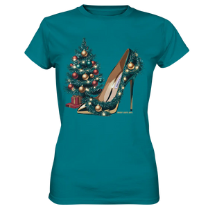 Goldener High Heel mit Weihnachtsbaum-Dekoration - Ladies Premium Shirt Bright Lights Arts