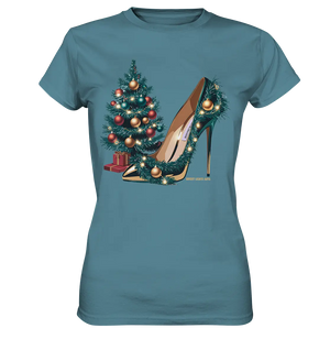 Goldener High Heel mit Weihnachtsbaum-Dekoration - Ladies Premium Shirt Bright Lights Arts