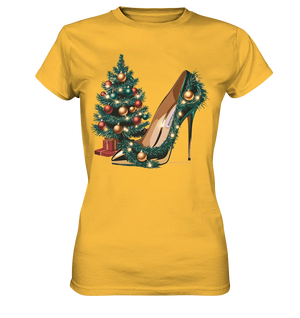 Goldener High Heel mit Weihnachtsbaum-Dekoration - Ladies Premium Shirt Bright Lights Arts