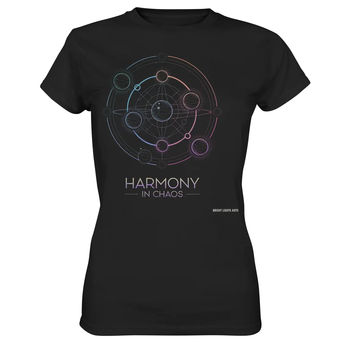 HARMONY IN CHAOS – Geometrisches und abstraktes Design mit einem Hauch von Kosmos - Ladies Premium Shirt Bright Lights Arts