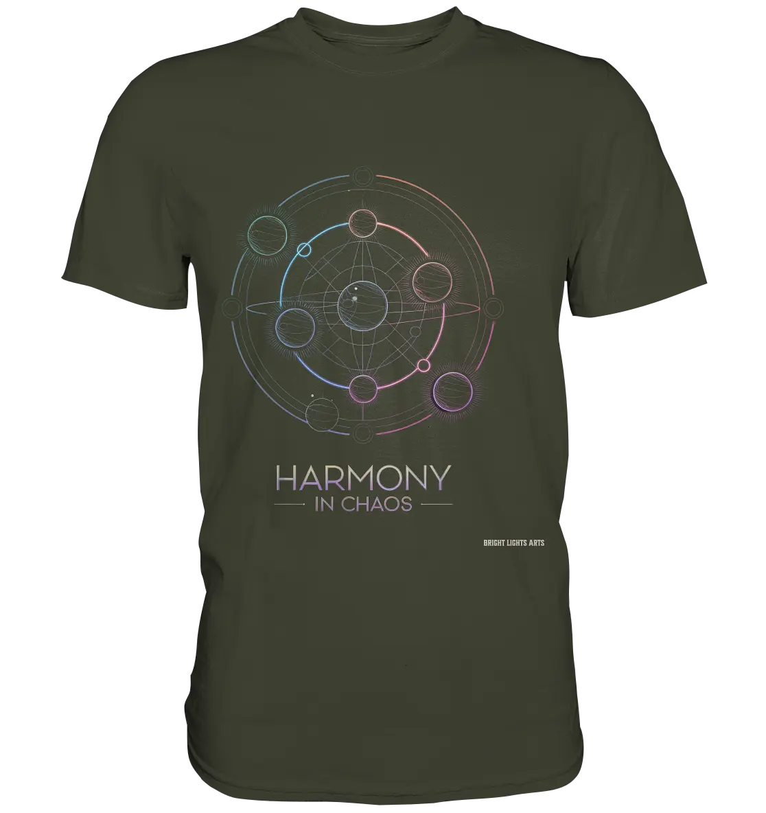 HARMONY IN CHAOS – Geometrisches und abstraktes Design mit einem Hauch von Kosmos - Premium Shirt Bright Lights Arts