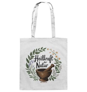 Heilkraft der Natur – Pflanzliches Logo - Baumwolltasche Bright Lights Arts