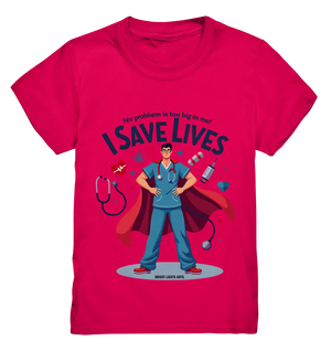 Heldenhafter Gesundheitsversorger im Superheldenstil I SAVE LIVES - Kids Premium Shirt Bright Lights Arts
