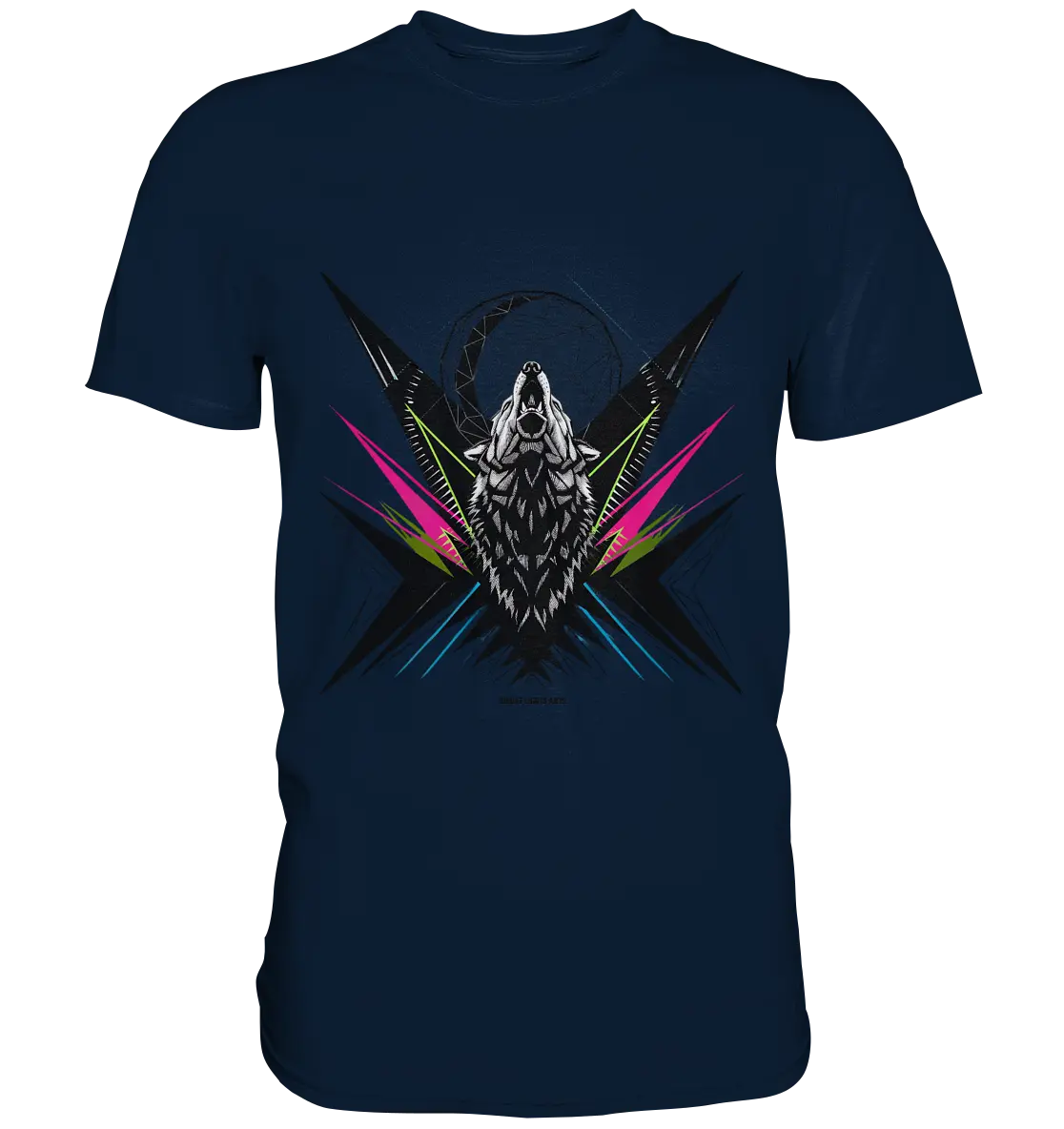 Heulender Wolf – Geometrisches Kunstwerk - Premium Shirt Bright Lights Arts