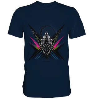 Heulender Wolf – Geometrisches Kunstwerk - Premium Shirt Bright Lights Arts
