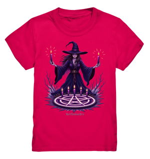Hexen Illustration mit lila Kerzen und Pentagramm - Kids Premium Shirt Bright Lights Arts