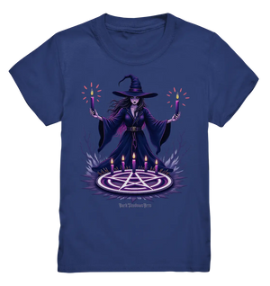 Hexen Illustration mit lila Kerzen und Pentagramm - Kids Premium Shirt Bright Lights Arts