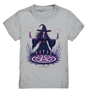 Hexen Illustration mit lila Kerzen und Pentagramm - Kids Premium Shirt Bright Lights Arts