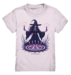 Hexen Illustration mit lila Kerzen und Pentagramm - Kids Premium Shirt Bright Lights Arts