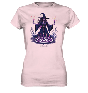 Hexen Illustration mit lila Kerzen und Pentagramm - Ladies Premium Shirt Bright Lights Arts