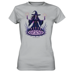 Hexen Illustration mit lila Kerzen und Pentagramm - Ladies Premium Shirt Bright Lights Arts