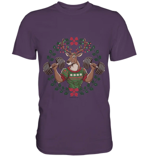 Hirsch mit Weihnachtspullover & Hanteln - Premium Shirt Bright Lights Arts