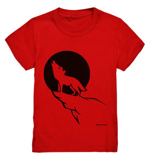 Howlender Wolf vor dunklem Mond - Kids Premium Shirt Bright Lights Arts
