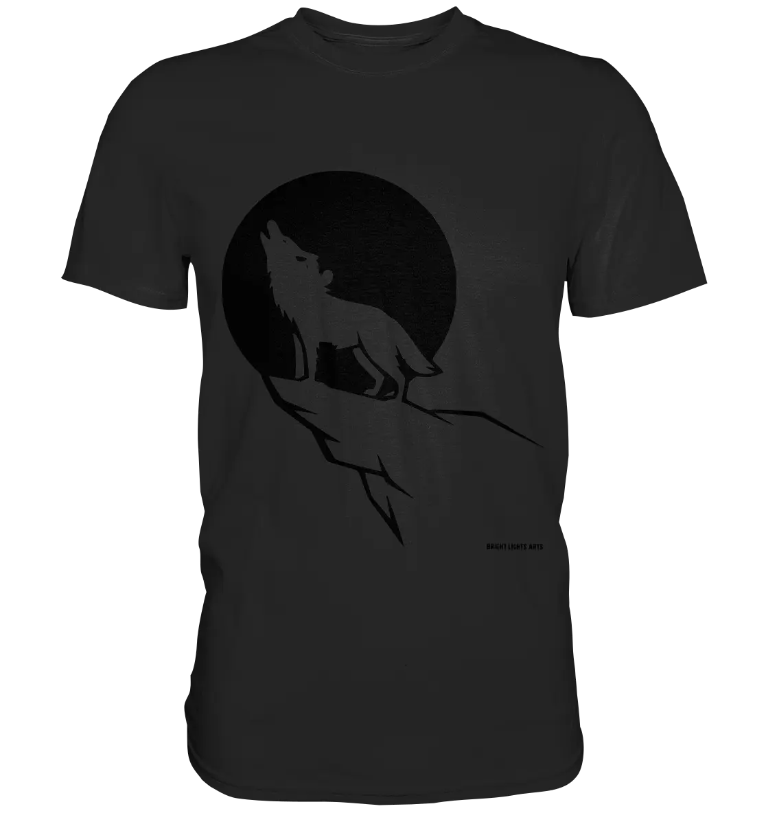 Howlender Wolf vor dunklem Mond - Premium Shirt Bright Lights Arts