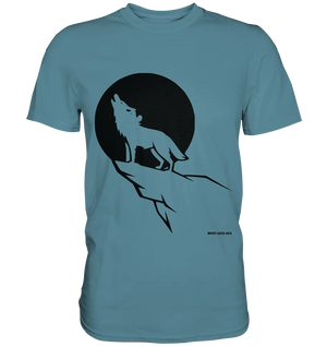Howlender Wolf vor dunklem Mond - Premium Shirt Bright Lights Arts