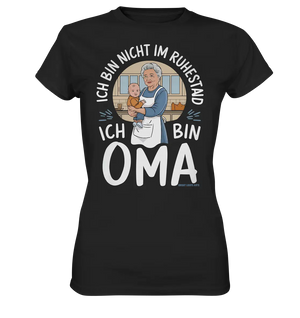 Ich bin nicht im Ruhestand Oma mit Baby in der Küche Warmherzige Familienillustration - Ladies Premium Shirt Bright Lights Arts