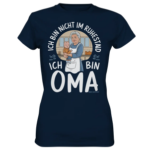 Ich bin nicht im Ruhestand Oma mit Baby in der Küche Warmherzige Familienillustration - Ladies Premium Shirt Bright Lights Arts