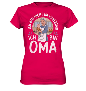 Ich bin nicht im Ruhestand Oma mit Baby in der Küche Warmherzige Familienillustration - Ladies Premium Shirt Bright Lights Arts