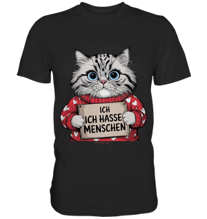 Ich hasse Menschen bunte Katze - Premium Shirt Bright Lights Arts