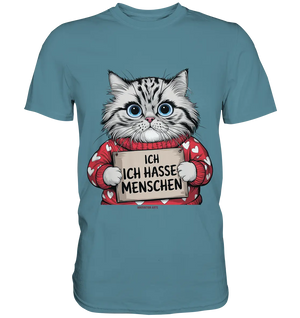 Ich hasse Menschen bunte Katze - Premium Shirt Bright Lights Arts