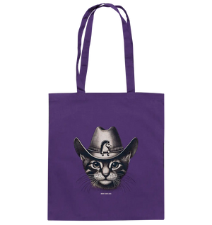 Katzen-Cowboy – Western trifft auf flauschige Eleganz - Baumwolltasche Bright Lights Arts