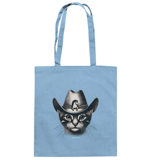 Katzen-Cowboy – Western trifft auf flauschige Eleganz - Baumwolltasche Bright Lights Arts