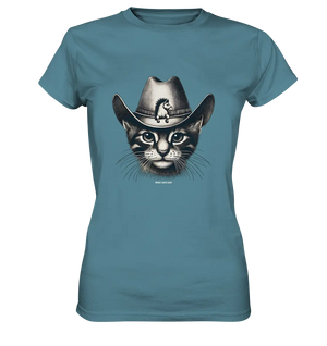 Katzen-Cowboy – Western trifft auf flauschige Eleganz - Ladies Premium Shirt Bright Lights Arts