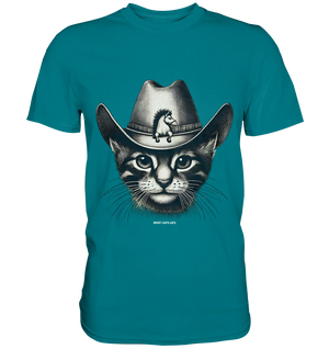 Katzen-Cowboy – Western trifft auf flauschige Eleganz - Premium Shirt Bright Lights Arts