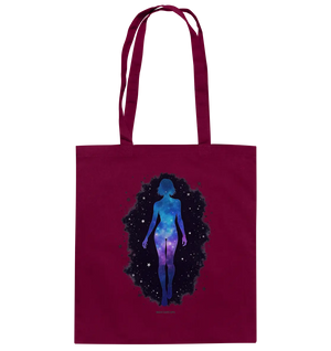 Kosmische Selbst-Reflexion – Universum trifft menschliche Silhouette - Baumwolltasche Bright Lights Arts