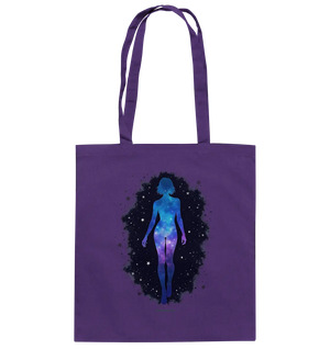 Kosmische Selbst-Reflexion – Universum trifft menschliche Silhouette - Baumwolltasche Bright Lights Arts