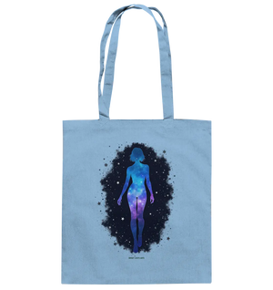 Kosmische Selbst-Reflexion – Universum trifft menschliche Silhouette - Baumwolltasche Bright Lights Arts