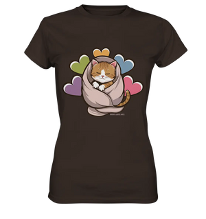 Kuscheliges Kätzchen unter Decke - Ladies Premium Shirt Bright Lights Arts