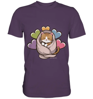 Kuscheliges Kätzchen unter Decke - Premium Shirt Bright Lights Arts