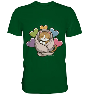 Kuscheliges Kätzchen unter Decke - Premium Shirt Bright Lights Arts