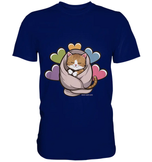 Kuscheliges Kätzchen unter Decke - Premium Shirt Bright Lights Arts