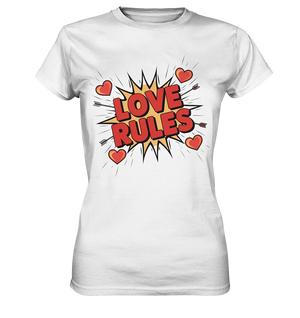 LOVE RULES - Comic-Sprechblase mit Herzen - Ladies Premium Shirt Bright Lights Arts
