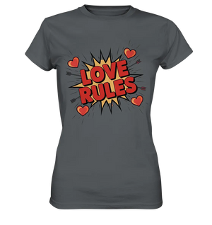 LOVE RULES - Comic-Sprechblase mit Herzen - Ladies Premium Shirt Bright Lights Arts