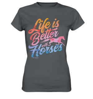 Life is Better with Horses - Pferde & Farben - Ladies Premium Shirt Bright Lights Arts