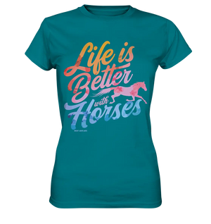 Life is Better with Horses - Pferde & Farben - Ladies Premium Shirt Bright Lights Arts