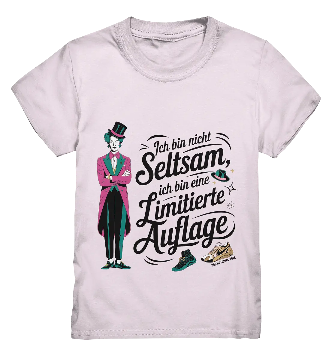 Limitierte Auflage – Pinker Smoking und Zylinder - Kids Premium Shirt Bright Lights Arts