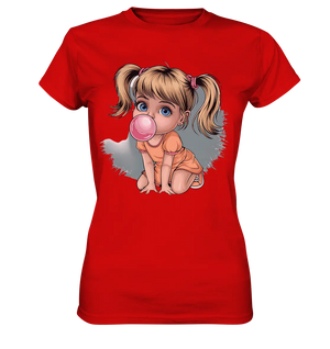Mädchen mit großer Kaugummiblase - Ladies Premium Shirt Bright Lights Arts