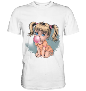 Mädchen mit großer Kaugummiblase - Premium Shirt Bright Lights Arts