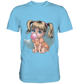 Mädchen mit großer Kaugummiblase - Premium Shirt Bright Lights Arts