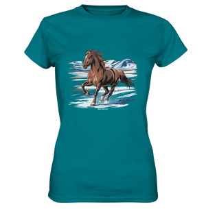 Majestätisches Isländisches Pferd im Winter - Ladies Premium Shirt Bright Lights Arts