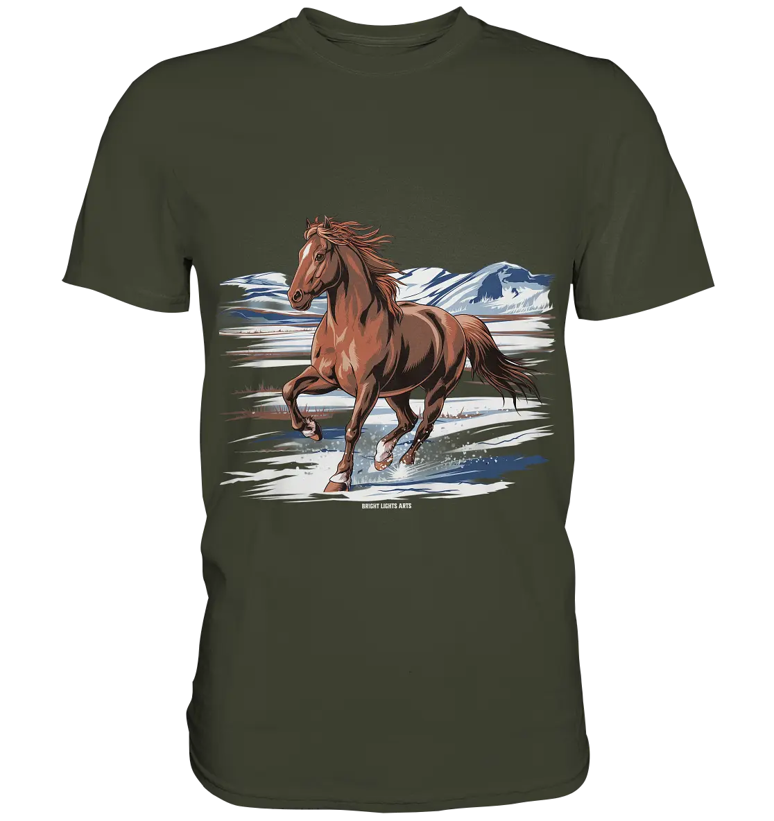 Majestätisches Isländisches Pferd im Winter - Premium Shirt Bright Lights Arts