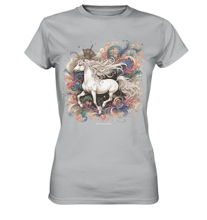 Märchenhaftes weißes Pferd mit Krone - Ladies Premium Shirt Bright Lights Arts
