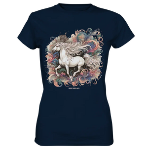 Märchenhaftes weißes Pferd mit Krone - Ladies Premium Shirt Bright Lights Arts