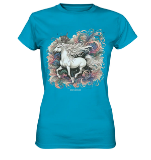 Märchenhaftes weißes Pferd mit Krone - Ladies Premium Shirt Bright Lights Arts